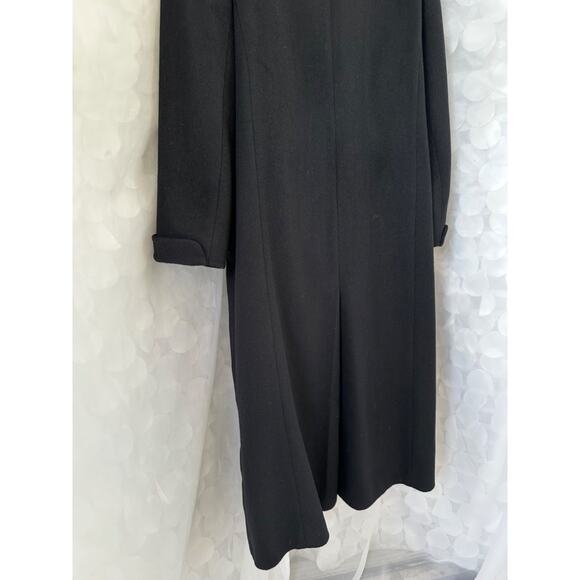 Vintage 100% Wool Womans 16 Black X LONG Maxi Pea Coat John Weitz SPY Equestrian - Picture 11 of 13